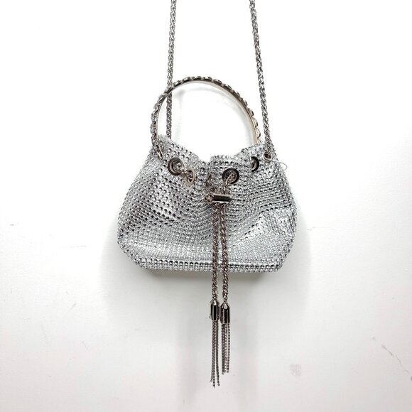 Dazzling Evening Party Cocktail Rhinestones Crystals Top Handle Bucket Bag - Picture 1 of 7